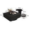 Mesa de centro italiana de lujo, ligera y de alta gama, con placa de roca cuadrada, para apartamento pequeño, moderna, sencilla, para sala de estar, hogar, combinación minimalista en negro
