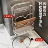 Estante de Acero Inoxidable para Tapas de Ollas Estante de Almacenamiento de Cocina Montado en Pared sin Taladro Estante de Colocación de Tabla de Cortar de Múltiples Capas para Encimera