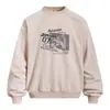 Sudadera Creativa con Estampado de Letras, Manga Larga, Cuello Redondo, Corte Holgado, Estilo Callejero Hip Hop Deportivo, Top para Hombre de Primavera/Otoño