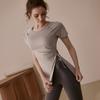 Ropa de Yoga de Alta Gama para Mujer, Camisetas Deportivas de Verano Delgadas de Manga Corta, Tops Holgados Largos con Cordón para Fitness