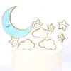 Pacote com 10 Decorações de Bolo Estrela Lua Bola de Pelo Nuvem Inserção Balão Arco-Íris Decoração de Mesa de Sobremesa de Aniversário