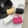 Bolso Cuadrado Pequeño Retro Casual de Color Sólido con Indentación para Mujer, Nuevo Primavera 2024, Bolso Cruzado de Hombro Casual