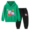 Primavera y Otoño 2023 nueva ropa infantil transfronteriza suéter con capucha para niños pantalones conjunto de dos piezas bebé algodón manga larga