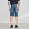 Shorts Jeans de Cintura Alta para Homens, Corte Reto, Verão Fino Respirável Jeans Shorts de Comprimento Médio, Calça Seis Pontos de Cor Clara para Homens