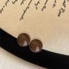 Aretes de Perlas Marrones Sentido de Alta Gama Cuentas de Pan al Vapor Aretes Nicho de Lujo Ligero Aretes de Pin de Plata 925 Joyería de Estilo Simple para Mujer