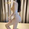 Puro desejo cheongsam lingerie sexy halter tentação paixão oco para fora sem encosto cinta alta fenda livre fora uniforme das mulheres terno