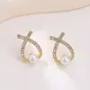 Estilo Retrô Novo Pingente de Metal Brincos de Pérola Pétala Atacado Moda Feminina Conjunto de Brincos de Celebridade da Internet de Alta Qualidade