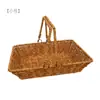 Cesta de almacenamiento con asa de mimbre sintético, refuerzo de marco de hierro, cesta de picnic, cesta de compras, cesta de flores de ratán, cesta para recoger, cesta de aperitivos para sala de estar