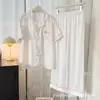 Pijama de Verano Nuevo Estilo Francés Fresco Ola Cereza Manga Corta para Mujer, Conjunto Casual y Cómodo de Ropa para el Hogar para Mujer
