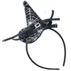 Diadema de Sombrero de Bruja de Halloween Decoración del Festival de Fantasmas Accesorios para el Cabello de Promoción Sombrero Puntiagudo de Bruja Hebilla para la Cabeza Diadema de Encaje con Lazo