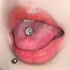 Anillo de lengua de zirconio tricolor de seis garras de acero inoxidable de color, nueva joyería para piercing corporal, venta al por mayor popular transfronteriza