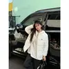 Chaqueta de Algodón con Costillas para Mujer Ligera Corta con Capucha Nueva Otoño e Invierno 2025 Chaqueta Cálida Coreana para Pareja Negra