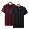 Camiseta Masculina de Manga Curta Modal Coração de Frango Gola V Preto Puro Manga Meia Seda Slim Fit Verão Camiseta Básica Estudante Fina Tendência