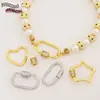 Cierre de Tornillo Geométrico de Cobre Chapado en Oro de 18 Quilates Microincrustado con Diamante Collar Cierre Conector de Cadena DIY Cierre de Extremo para Joyería