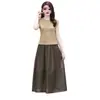 2023 nuevo estilo Yujie ligero familiar estilo Hong Kong alta gama conjunto completo con falda rejuvenecedora traje de dos piezas ropa de verano para mujer