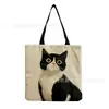 Bolsa de Ombro Estampada de Gato Preto Fofa para Venda por Atacado de Novos Produtos Transfronteiriços Bolsa de Mão Portátil para Mulheres Bolsa de Compras Dobrável
