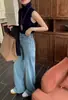Jeans Azules Claros de Pierna Recta para Mujer Otoño 2025 Nuevo Estilo Europeo Talla Grande Adelgazantes de Cintura Alta Pantalones Estrechos de Pierna Ancha