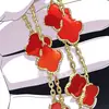 Versão de Luxo V-Gold Pulseira de Trevo de Quatro Folhas Cinco Flores para Mulheres, Ouro Rosa 18K, Madrepérola Branca, Ágata Vermelha, Dropshipping Transfronteiriço para Transmissão ao Vivo