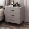 Mesita de noche de madera maciza de lujo ligero pintada en spray tres cajones encimera de roca simple moderna elevada para dormitorio armario de almacenamiento de alta calidad para el hogar