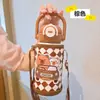 Nueva Taza Térmica de Acero Inoxidable 316 para Doble Bebida, Aspecto de Conejo Lindo, Portátil con Popote, Dibujos Animados para Niños, Taza de Agua para Estudiantes