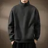Top retro de talla grande suelto transfronterizo, polo con media cremallera y cuello alto americano, sudadera casual para hombre, venta al por mayor