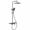 Juego de ducha de cobre gris para agua caliente y fría, cabezal de ducha cuadrado grande para baño con repisa, sistema de ducha, accesorio de ducha para baño, transfronterizo