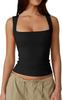 2025 Roupas Europeias e Americanas Amazon Estilo de Rua Sexy Fashion Gola Quadrada Básica Slim Sem Mangas Colete Blusa Feminina para Usar por Baixo