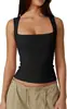 2025 Ropa Europea y Americana Estilo Hottie de Calle Moda Cuadrado Básico Delgado Sin Mangas Chaleco Camiseta Interior para Mujer