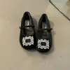 Zapatos Mary Jane de pelo para mujer con hebilla cuadrada de pedrería, colección otoño/invierno 2026, punta cuadrada, diseño de una sola tira, suela suave, cálidos, planos y adecuados para usar en exteriores