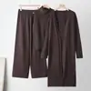Conjunto de Tricô Outono e Inverno para Comércio Exterior na Amazon: Conjunto de Três Peças: Colete sem Mangas, Suéter e Calça em Estilo Relaxado