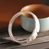 Personalidad Plata Producto Plata Pura 999.9 Hecho a Mano Incrustaciones de Oro Relieve Zorro de Nueve Colas Flor de Peonía Pulsera Pulsera Simple Personalizada
