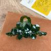 Pinza para el cabello coreana de ácido acético con flor estéreo y pedrería, hermosa y elegante, pinza de tiburón para la parte posterior de la cabeza, pinza de agarre de alta gama para mujer
