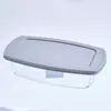 Caja de Vidrio para Dumplings con Tapa de Vidrio de Borosilicato Alto Plato para Cocinar Pescado al Vapor en Microondas Bandeja Rectangular para Hornear Cocina
