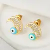 Pendientes de distrito Lu estilo INS lindos geométricos ojos de luna azul pendientes de personalidad de nicho pendientes nuevos para mujer suministro transfronterizo