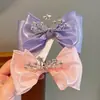 Tocados de Princesa Diadema Infantil Pinza para el Cabello con Pedrería Estilo Nuevo para Niñas Malla tipo Hada Lazo Pinza de Pato Pasador de Pelo