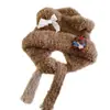 Gorro de invierno de osito de peluche adorable para niñas, que estiliza la cara y protege las orejas. Gorro de invierno tejido al estilo coreano y japonés, versátil.