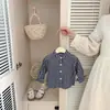 Camisa Infantil Retro com Gola Alta Outono Unissex Bebê Solta Xadrez Fino Manga Longa Roupa para Sair Versátil