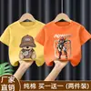 Verão Bebê Manga Curta Verão Fino Estampa de Desenho Animado Moda Roupas Camiseta de Manga Curta Meninos Bebê Algodão Puro Top