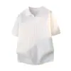 Camisa Polo Masculina de Malha de Seda Gelada de Manga Curta de Alta Qualidade Camiseta de Gola para o Verão Camisa Polo Masculina Business Casual