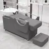 Cama de Lavar Cabelo Transfronteiriça, Lavatório de Cerâmica para Salão de Cabeleireiro, Cama de Shampoo Semi-Reclinável, Cama de Lavar Cabelo Tudo-em-Um para Salão de Cabeleireiro