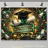 Banner de telón de fondo para fiesta de graduación transfronteriza, telón de fondo negro y dorado "Felicitaciones por la Graduación", fondo de decoración para ceremonia de graduación