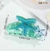Grampo de Cabelo Estrela do Mar Estilo Oceano de Verão, Presilha de Tubarão em Acetato Cravejada de Diamantes, Pente de Cabelo Versátil e de Alta Qualidade para Meninas