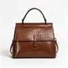 Bolsa de Mujer Otoño 2026 Nueva Bolsa de Mujer de Cuero Genuino Bolso de Hombro Cruzado de Piel de Vaca Bolso de Mano Bolso con Solapa de Patrón de Cocodrilo