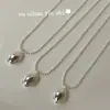 Collar Colgante Forma de Huevo Ovalado de Plata de Ley S925 Ouni Han para Niñas Ins Nicho Gargantilla en Capas Cadena para Clavícula de Temperamento