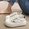 Sandalias de Suela Gruesa para Mujer 2025 Nuevo Otoño Baotou Piel Suave Piel Hueca Zapatos Blancos Zapatos Deportivos para Mujeres Embarazadas