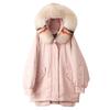 Abrigo de algodón de invierno con leche de papaya, nuevo abrigo de algodón para mujer de secundaria, abrigo largo de algodón con cuello de lana grande de invierno, abrigo de pan, abrigo de algodón con plumón