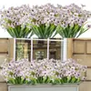 Decoração de Casamento Amazon Flores Artificiais Roxas Arranjo de Flores para Guia de Estrada Plantas Verdes Artificiais Display de Arte com Flores de Plástico