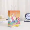 Bolsa de Regalo de Unicornio Jardín de Infancia Recuerdo de Vuelta a Clases Bolsa de Papel Kraft con Asas Empaque de Regalo de Cumpleaños Infantil