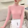 Nuevo Suéter de Cachemira para Mujer Otoño e Invierno, Cuello Alto Medio, Tejido de Punto, Capa Interior, Ajuste Delgado, Suéter Adelgazante