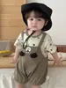 Ropa de Verano para Bebés Niños, Mono de Dos Piezas Falsas con Dibujos Animados, Mono Corto para Niños Pequeños, Ropa de Exterior para Verano, Conjunto de Una Pieza para Niños